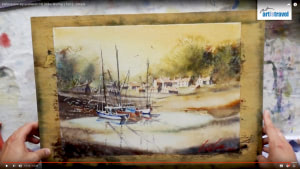 Aquarell Hafen mit link zum Tutorial Hafenszene Teil 2