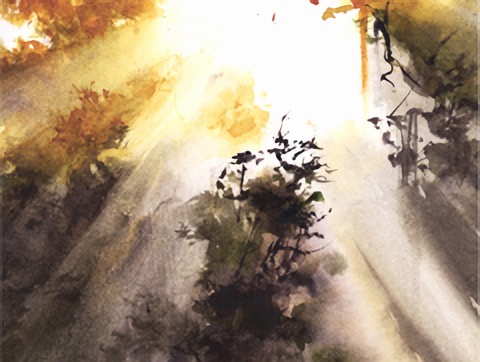 Waldbild mit link zu Landschaft Auswahl Aquarelle